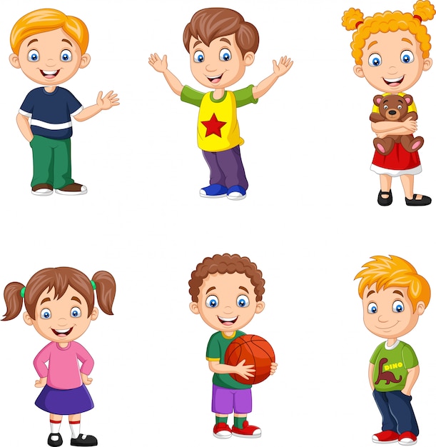 Vector happy little kids collection set