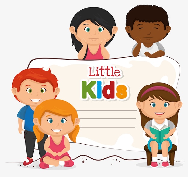 Vector happy little kids design