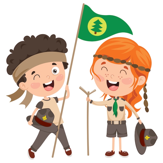 Sorridere felice dei bambini del piccolo scout