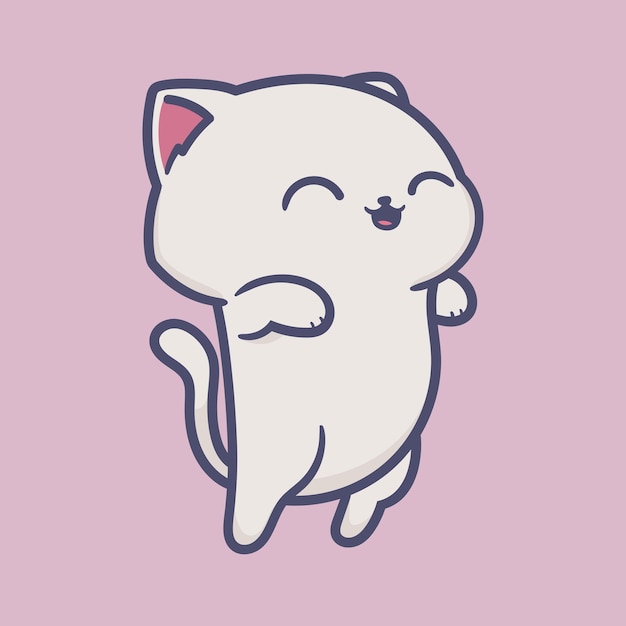 Vector happy little white cat cartoon 5