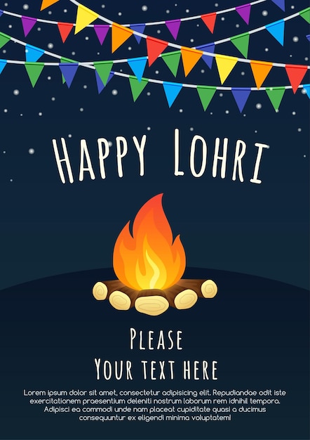 Happy Lohri background with bonfire Happy Lohri Festival