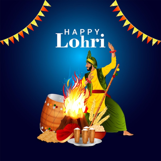 Happy lohri celebration greeting card