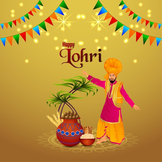 Premium Vector | Happy lohri celebration