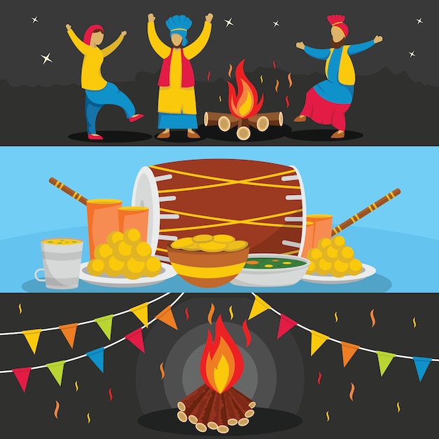 벡터 행복한 lohri 축제 배경