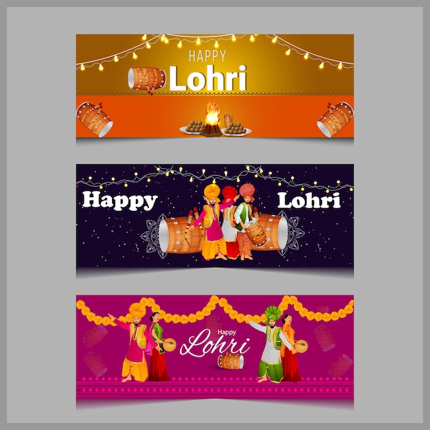 Vector happy lohri festival banner