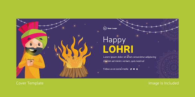 Happy lohri festival cover page design template