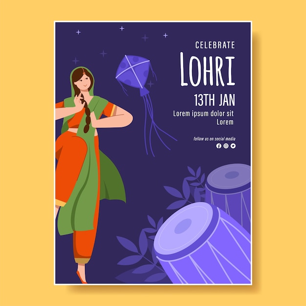 Happy lohri festival of punjab vector illustration.