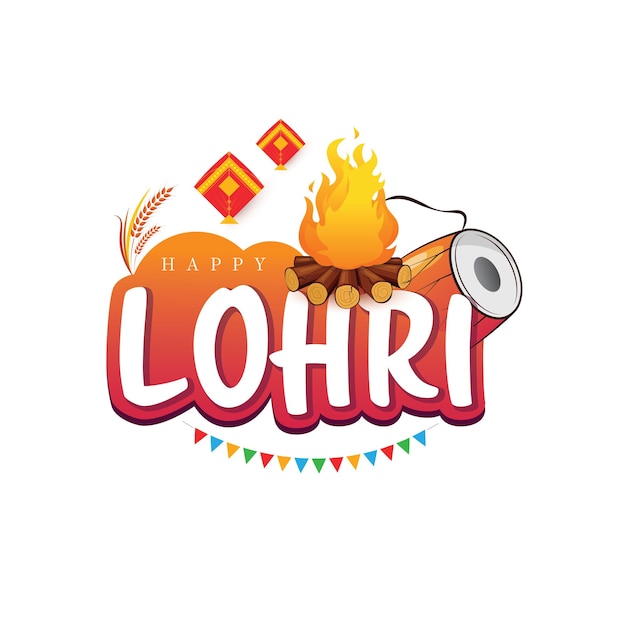 Happy Lohri festival text typography design