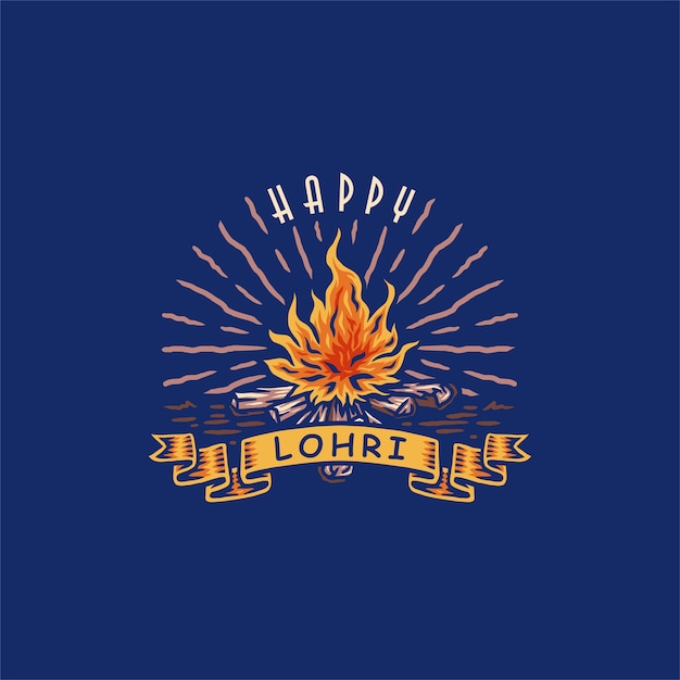 Of happy lohri, hand drawn line style with digital color