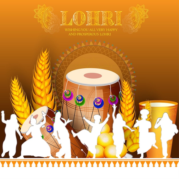 Happy lohri holiday background for punjabi festival.vector illustration
