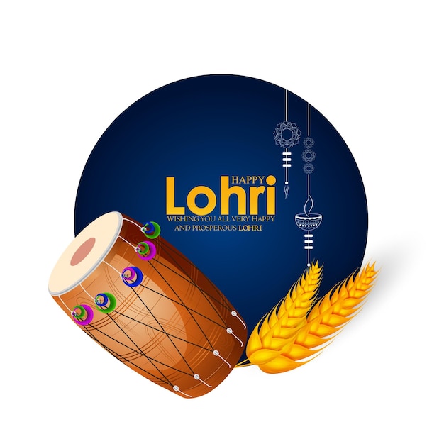 Happy Lohri holiday background for Punjabi festival. Vector illustration