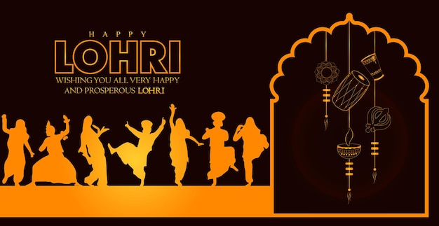 Happy Lohri holiday background for Punjabi festival. Vector illustration