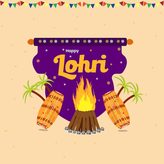 happy lohri holiday background for punjabi festival