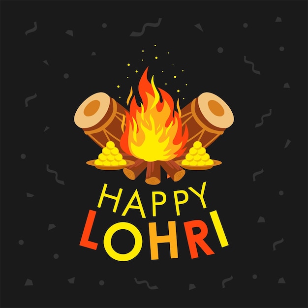 Happy lohri poster template indian festival background