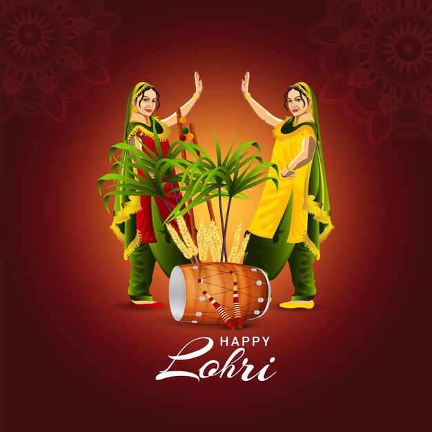 Premium Vector Happy lohri punjabi festival celebration card