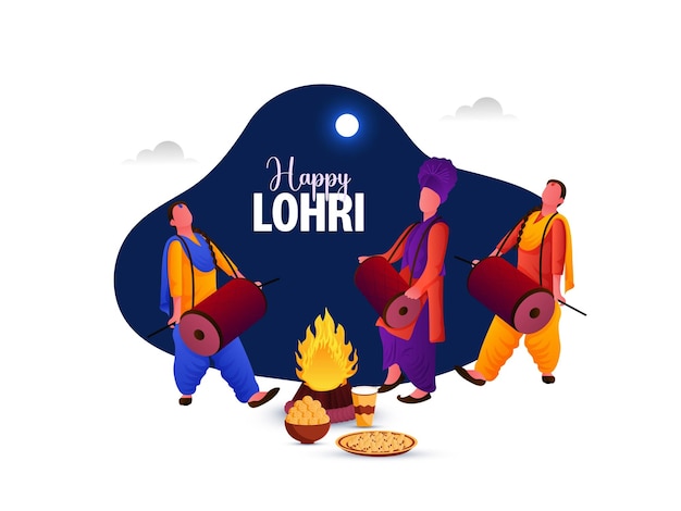 Happy Lohri Punjabi Indiase feestviering vector illustratie