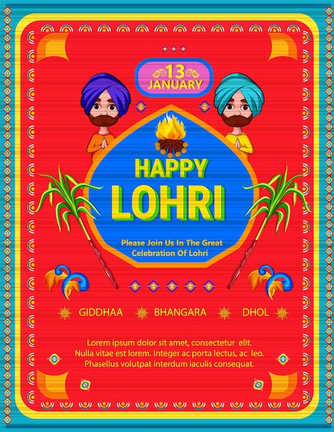 Happy Lohri tradition festival of Punjab India background.