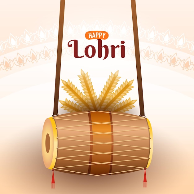 Happy lohri tradition festival of punjab india, harvest festival, people playing lohri dance. vector