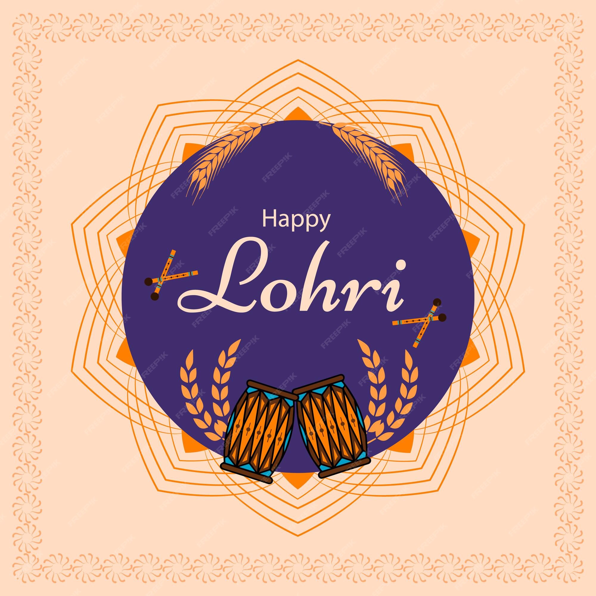 Premium Vector | Happy lohri wallpaper punjabi festival lohri card