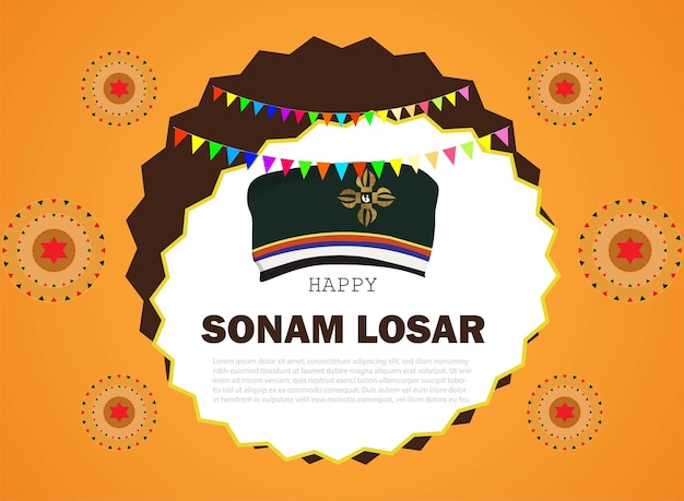 Happy Losar festival of Nepal February 12, poster design.