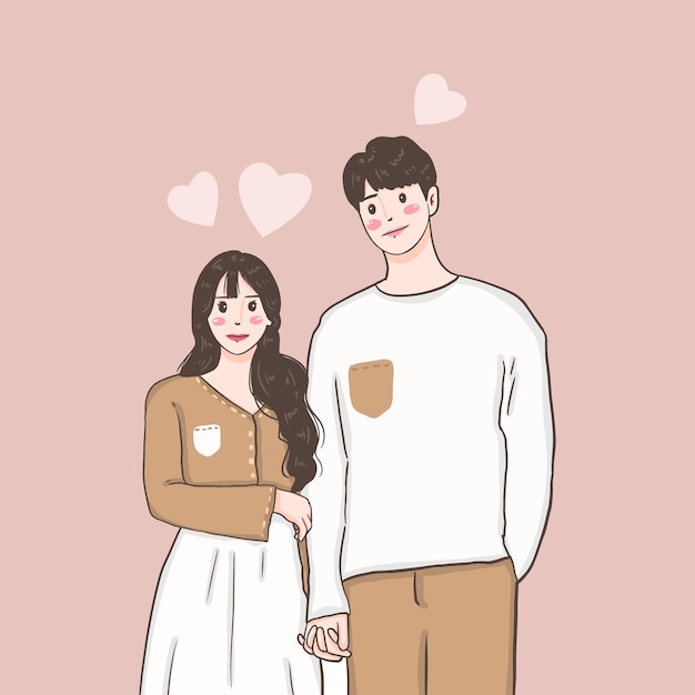 happy love couple fall in love illustration valentine celebration