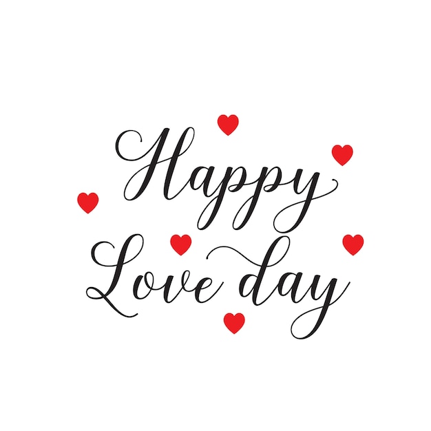 Happy Love Day belettering met harten