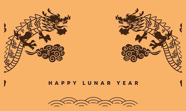 Vector happy lunar new year of the dragon zodiac greetings banner background