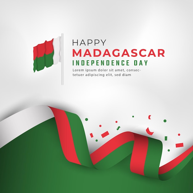 Happy Madagascar Independence Day June 26th Celebration for Poster Banner Advertising Greeting Card