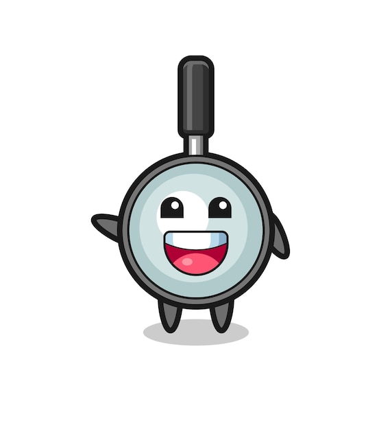 Happy magnifying glass cute mascot character  cute design