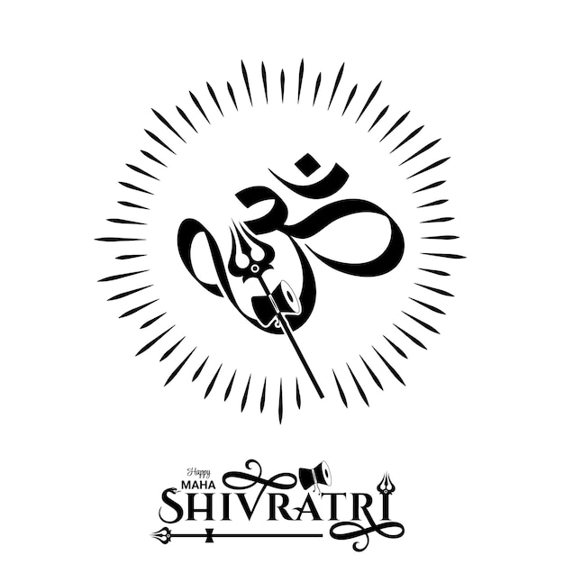 Vettore felice maha shiv ratri saluto con il logo om