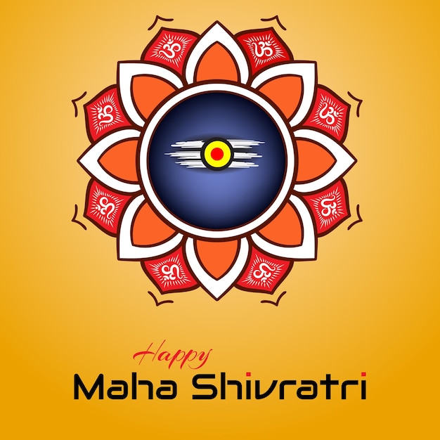 Vettore saluto felice di maha shivratri con il simbolo dell'om di arte della mandala