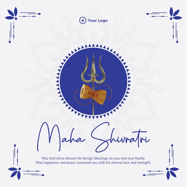 Vector happy maha shivratri hindu festival banner design template