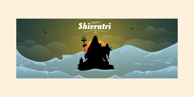 Happy maha shivratri indian traditional festival cover page template