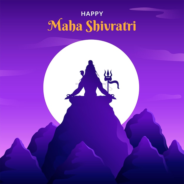 Happy maha shivratri lord shankar sitting in himalaya