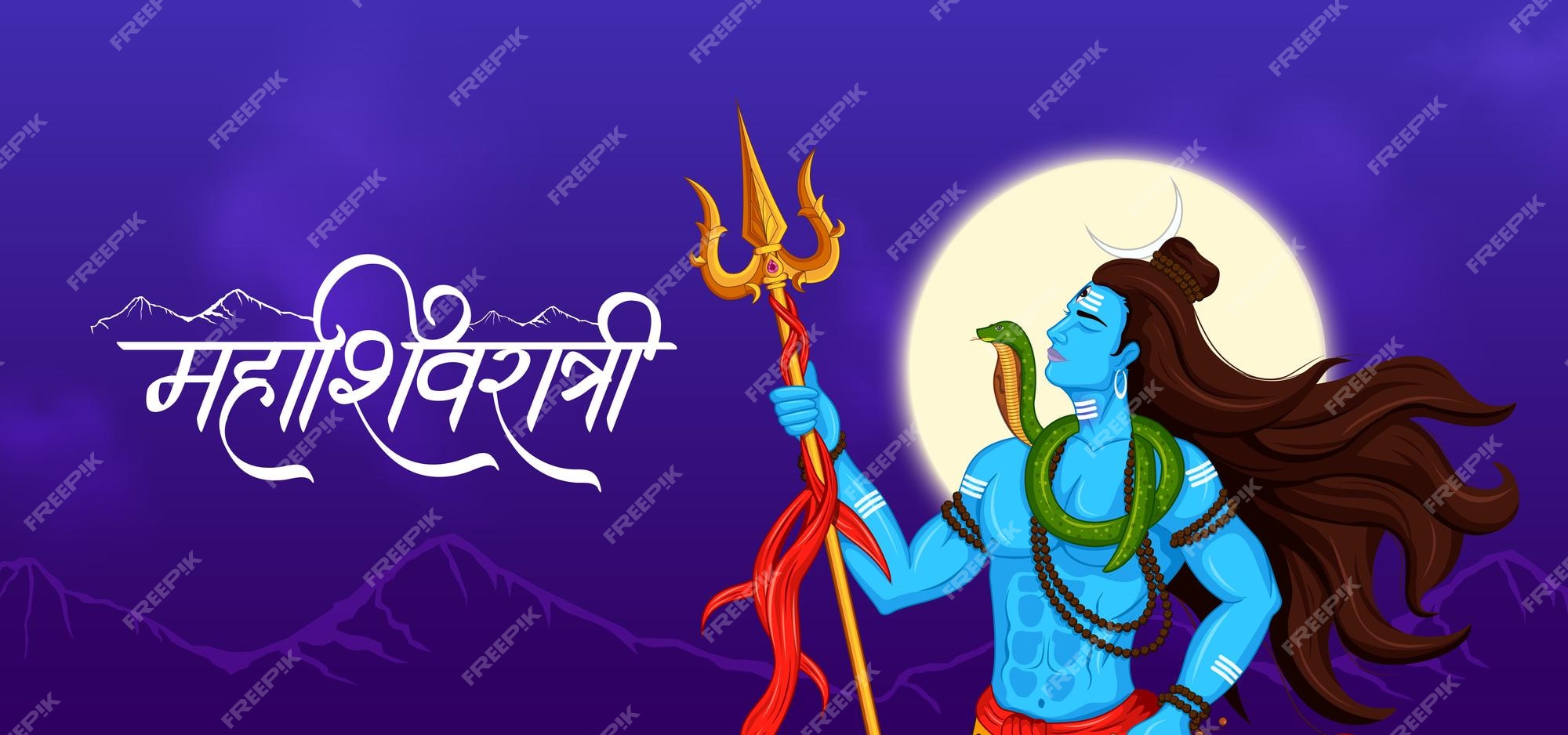 Premium Vector | Happy maha shivratri lord shankars trishul and damru