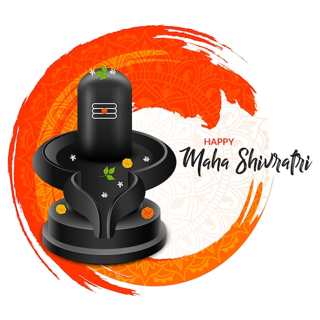 Vector happy maha shivratri, shivlinga with mandala background