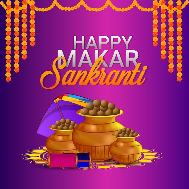 Happy makar sankranti celebration background with kite