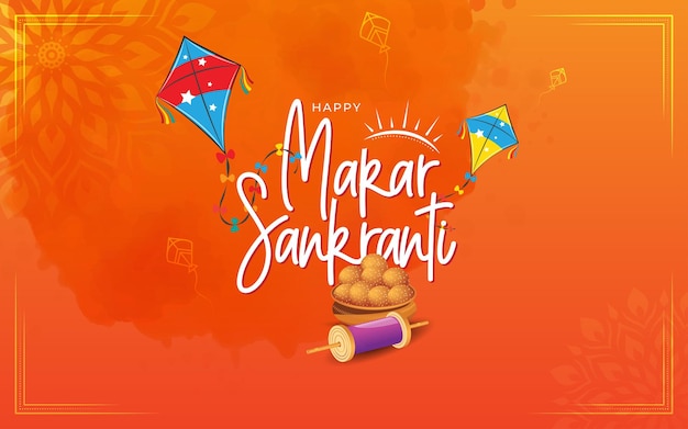 Felice makar sankranti festival modello di sfondo design