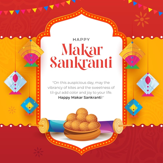 Happy Makar Sankranti festival background template design