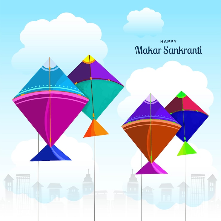 वेक्टर happy makar sankranti festival holiday card background