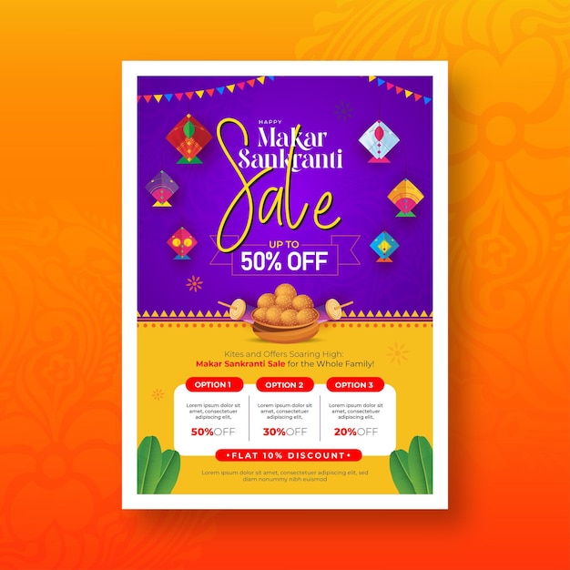 Happy makar sankranti festival offer poster design template