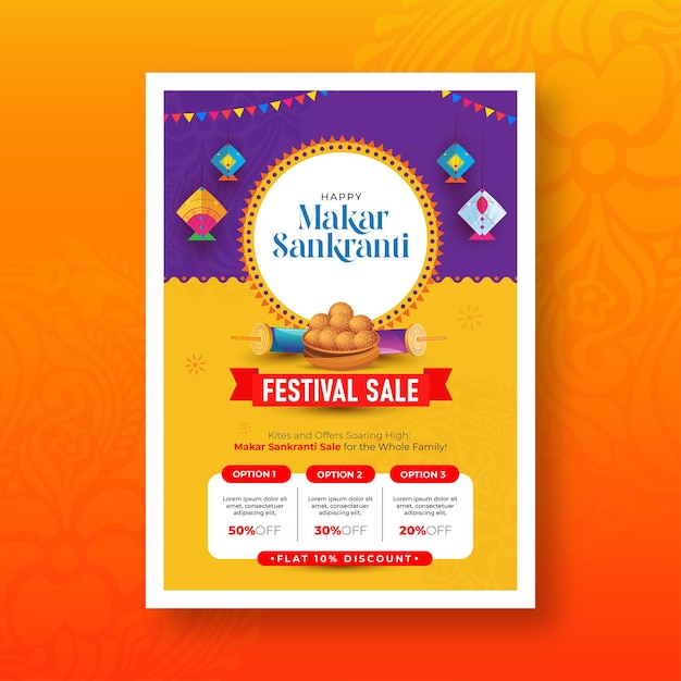 Happy Makar Sankranti Festival Offer Poster Design Template