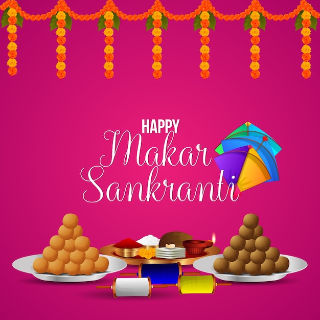 Happy makar sankranti greeting card