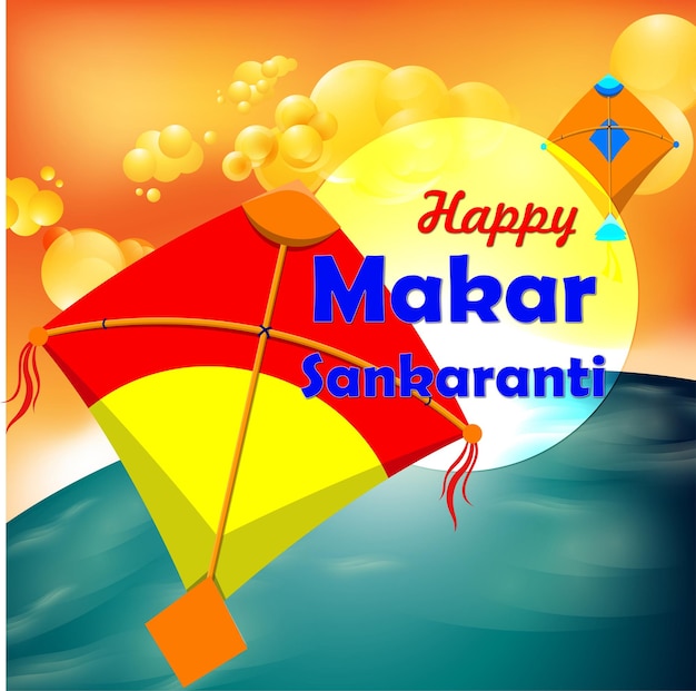 Happy Makar Sankranti Indian festival banner design template for Facebook Instagram