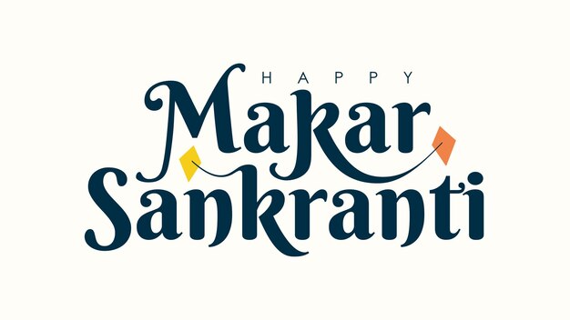 Vector happy makar sankranti text design vector on white background