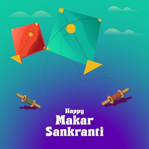 Happy makar sankranti uttarayan creative kites