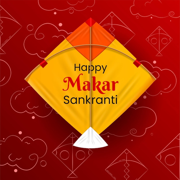 Happy makar sankranti vector kite illustration