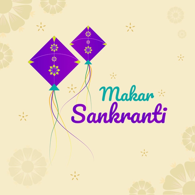 Vector happy makar sankranti wallpaper with colorful kites
