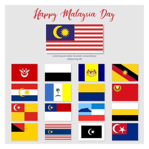 Vettore felice bandiera della malesia