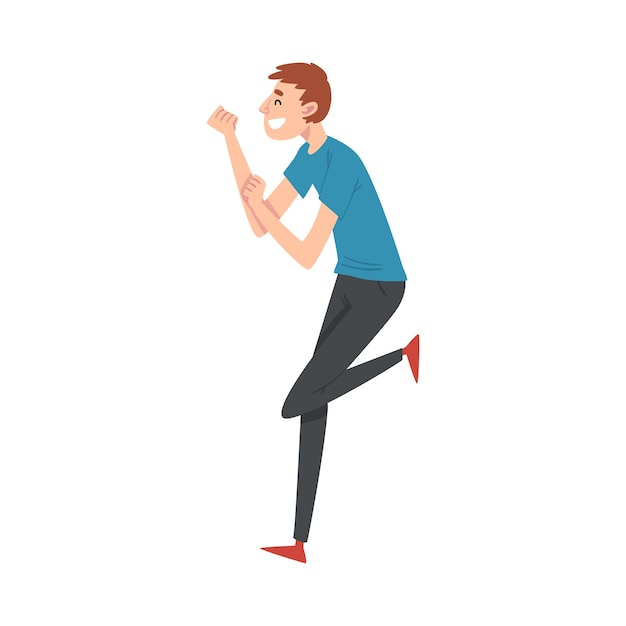 Happy Man Celebrating Event Smiling Guy Dancing at Party Vector Illustration